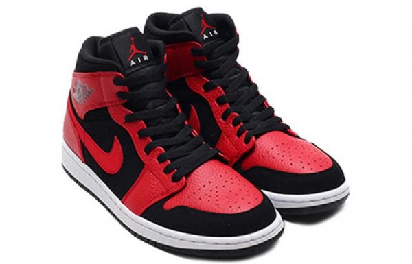 Nike Air Jordan 1 Mid Tops Retro Koripallokengät Miehille Punainen Musta