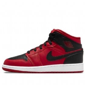 Nike Air Jordan 1 Mid Tops Retro Koripallokengät Miehille Punainen Musta