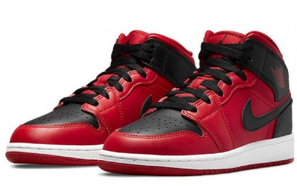 Nike Air Jordan 1 Mid Tops Retro Koripallokengät Miehille Punainen Musta