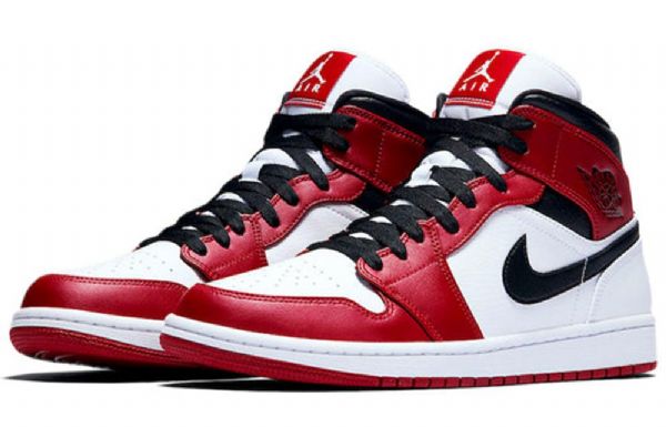 Nike Air Jordan 1 Mid Tops Retro Koripallokengät Miehille Punainen Valkoinen