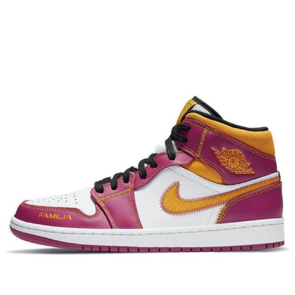 Nike Air Jordan 1 Mid Tops Retro Koripallokengät Miehille Purppura Valkoinen Keltainen