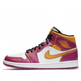 Nike Air Jordan 1 Mid Tops Retro Koripallokengät Miehille Purppura Valkoinen Keltainen