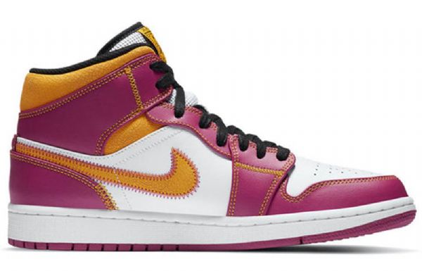 Nike Air Jordan 1 Mid Tops Retro Koripallokengät Miehille Purppura Valkoinen Keltainen