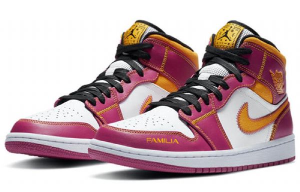 Nike Air Jordan 1 Mid Tops Retro Koripallokengät Miehille Purppura Valkoinen Keltainen