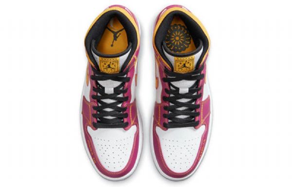Nike Air Jordan 1 Mid Tops Retro Koripallokengät Miehille Purppura Valkoinen Keltainen