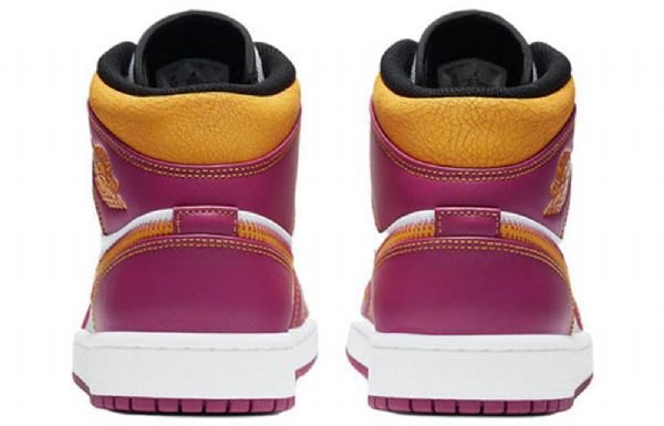 Nike Air Jordan 1 Mid Tops Retro Koripallokengät Miehille Purppura Valkoinen Keltainen