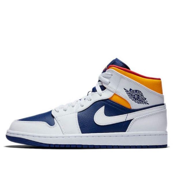 Nike Air Jordan 1 Mid Tops Retro Koripallokengät Miehille Valkoinen Deep Royal Sininen