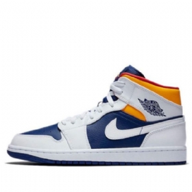 Nike Air Jordan 1 Mid Tops Retro Koripallokengät Miehille Valkoinen Deep Royal Sininen
