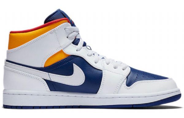 Nike Air Jordan 1 Mid Tops Retro Koripallokengät Miehille Valkoinen Deep Royal Sininen