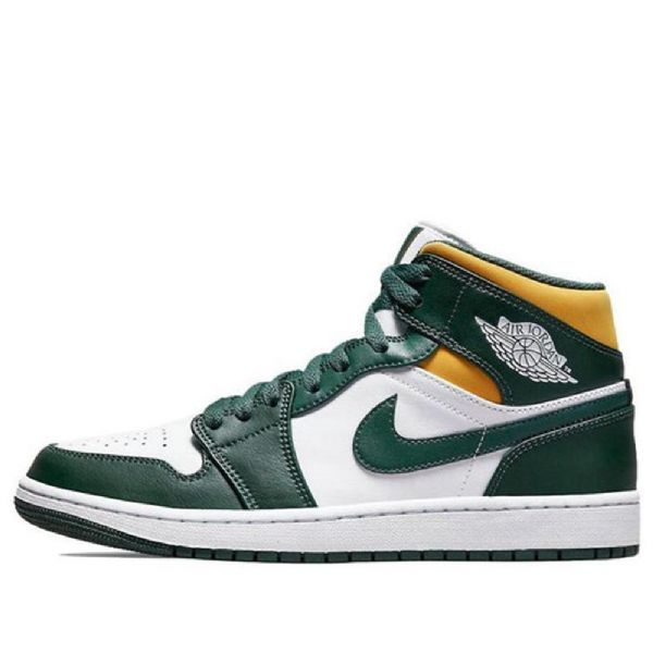 Nike Air Jordan 1 Mid Tops Retro Koripallokengät Miehille Vihreä Musta