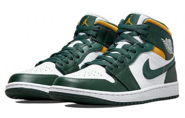 Nike Air Jordan 1 Mid Tops Retro Koripallokengät Miehille Vihreä Musta