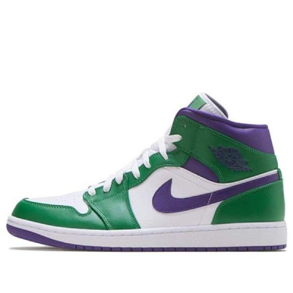Nike Air Jordan 1 Mid Tops Retro Koripallokengät Miehille Vihreä Valkoinen Purppura