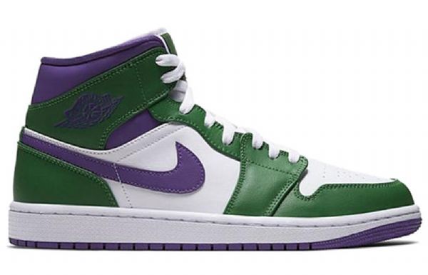Nike Air Jordan 1 Mid Tops Retro Koripallokengät Miehille Vihreä Valkoinen Purppura