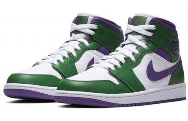 Nike Air Jordan 1 Mid Tops Retro Koripallokengät Miehille Vihreä Valkoinen Purppura
