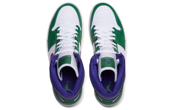 Nike Air Jordan 1 Mid Tops Retro Koripallokengät Miehille Vihreä Valkoinen Purppura