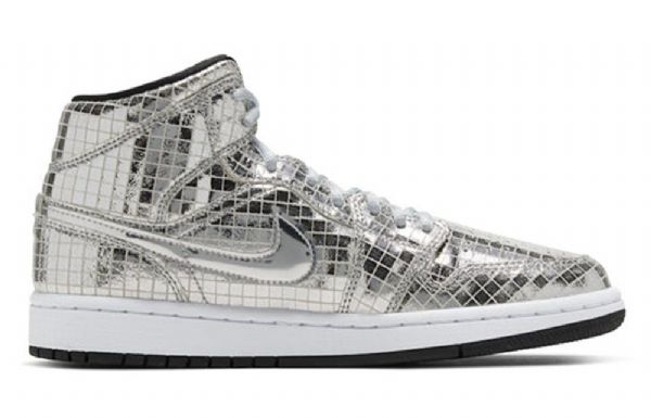 Nike Air Jordan 1 Mid Tops Retro Koripallokengät Naisille Hopea