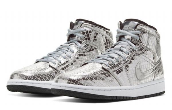 Nike Air Jordan 1 Mid Tops Retro Koripallokengät Naisille Hopea