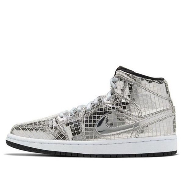 Nike Air Jordan 1 Mid Tops Retro Koripallokengät Naisille Hopea