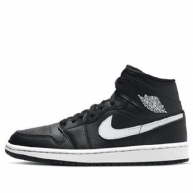 Nike Air Jordan 1 Mid Tops Retro Koripallokengät Naisille Musta Valkoinen