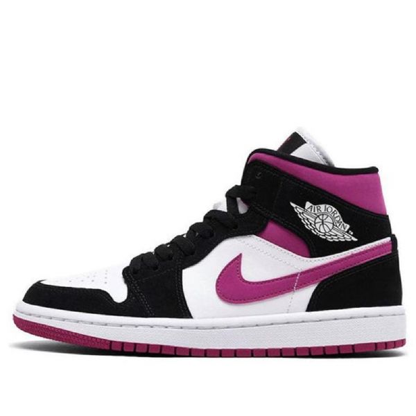Nike Air Jordan 1 Mid Tops Retro Koripallokengät Naisille Musta Valkoinen Purppura
