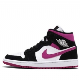 Nike Air Jordan 1 Mid Tops Retro Koripallokengät Naisille Musta Valkoinen Purppura