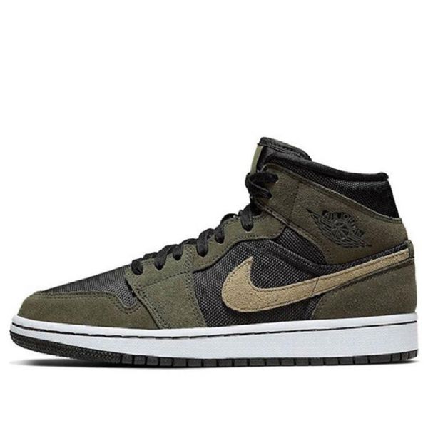 Nike Air Jordan 1 Mid Tops Retro Koripallokengät Naisille Oliivinvihreä