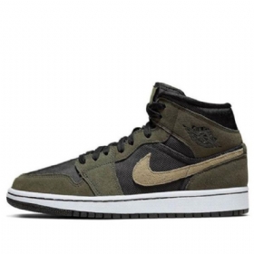 Nike Air Jordan 1 Mid Tops Retro Koripallokengät Naisille Oliivinvihreä