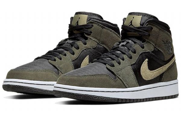 Nike Air Jordan 1 Mid Tops Retro Koripallokengät Naisille Oliivinvihreä