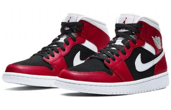 Nike Air Jordan 1 Mid Tops Retro Koripallokengät Naisille Punainen Musta