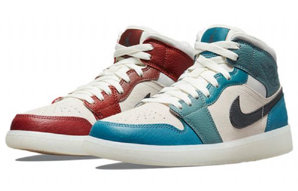 Nike Air Jordan 1 Mid Tops Retro Koripallokengät Naisille Sininen Punainen