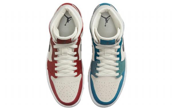 Nike Air Jordan 1 Mid Tops Retro Koripallokengät Naisille Sininen Punainen