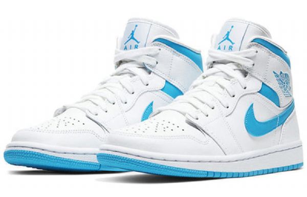 Nike Air Jordan 1 Mid Tops Retro Koripallokengät Naisille Sininen Valkoinen