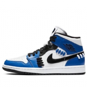 Nike Air Jordan 1 Mid Tops Retro Koripallokengät Naisille Sininen Valkoinen