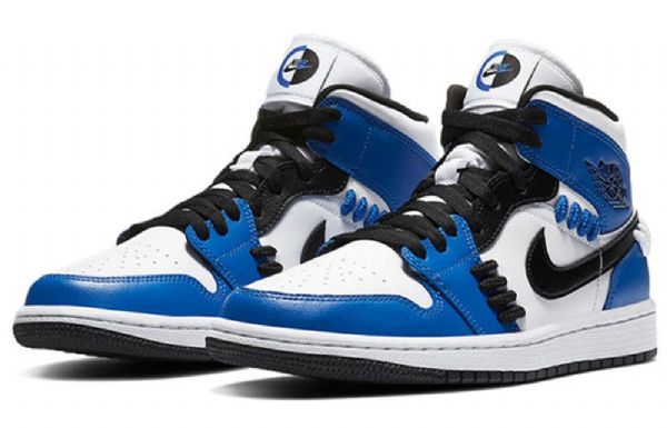 Nike Air Jordan 1 Mid Tops Retro Koripallokengät Naisille Sininen Valkoinen