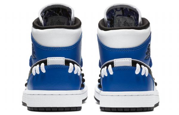 Nike Air Jordan 1 Mid Tops Retro Koripallokengät Naisille Sininen Valkoinen