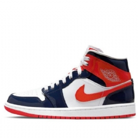 Nike Air Jordan 1 Mid Tops Retro Koripallokengät Naisille Tummansininen Sininen Punainen Valkoinen