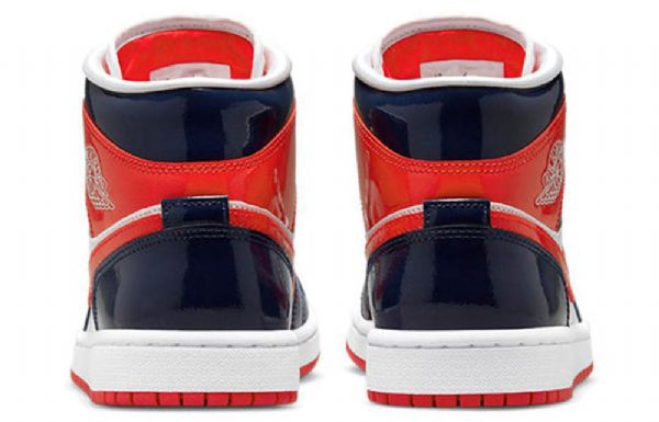 Nike Air Jordan 1 Mid Tops Retro Koripallokengät Naisille Tummansininen Sininen Punainen Valkoinen
