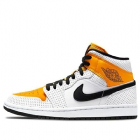 Nike Air Jordan 1 Mid Tops Retro Koripallokengät Naisille Valkoinen Kulta