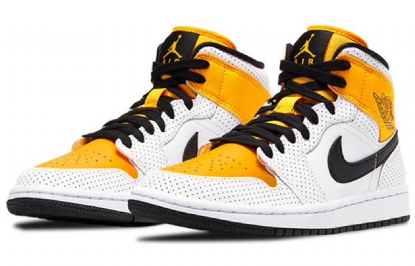 Nike Air Jordan 1 Mid Tops Retro Koripallokengät Naisille Valkoinen Kulta