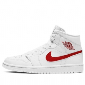 Nike Air Jordan 1 Mid Tops Retro Koripallokengät Naisille Valkoinen Punainen