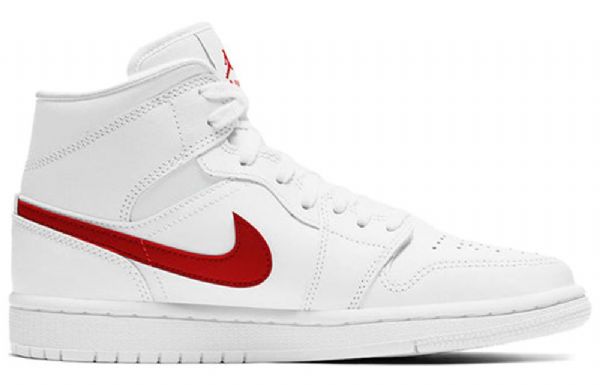 Nike Air Jordan 1 Mid Tops Retro Koripallokengät Naisille Valkoinen Punainen