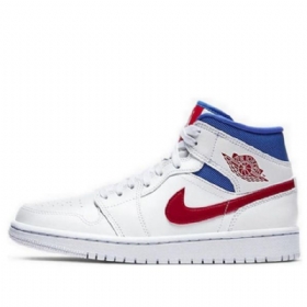 Nike Air Jordan 1 Mid Tops Retro Koripallokengät Naisille Valkoinen Sininen Punainen