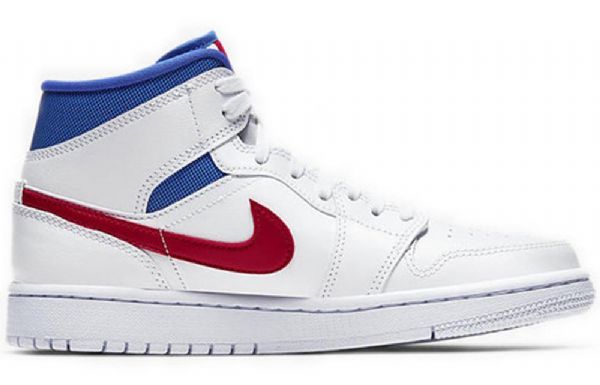 Nike Air Jordan 1 Mid Tops Retro Koripallokengät Naisille Valkoinen Sininen Punainen
