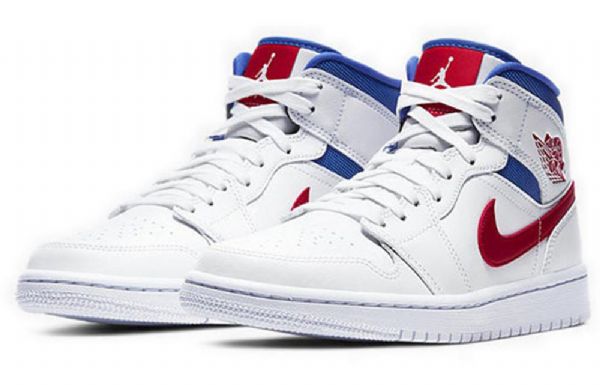 Nike Air Jordan 1 Mid Tops Retro Koripallokengät Naisille Valkoinen Sininen Punainen