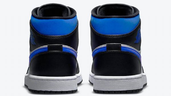 Nike Air Jordan 1 Mid Tops Royal Kengät Miehille Musta Valkoinen Sininen