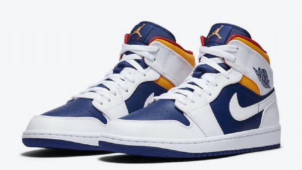 Nike Air Jordan 1 Mid Tops Royal Laser Kengät Miehille Sininen Oranssi