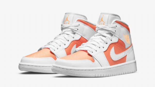 Nike Air Jordan 1 Mid Tops Se Bright Citrus Kengät Miehille Valkooranssi