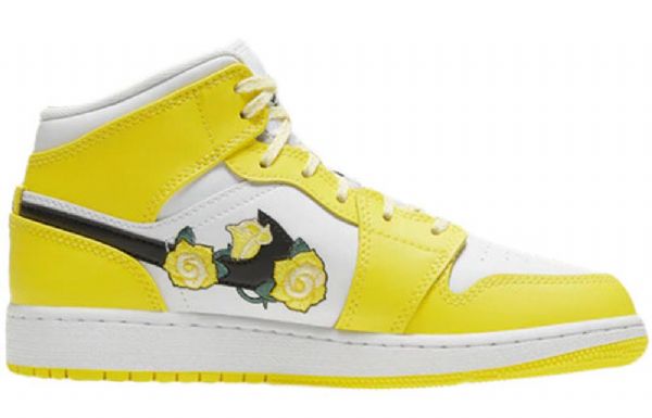 Nike Air Jordan 1 Mid Tops Se Gs Koripallokengät Miehille Pinkki Keltainen