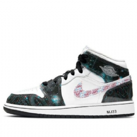 Nike Air Jordan 1 Mid Tops Se Gs Koripallokengät Miehille Valkoinen Musta