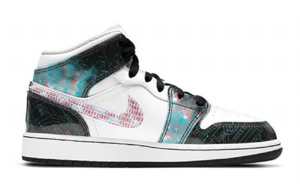 Nike Air Jordan 1 Mid Tops Se Gs Koripallokengät Miehille Valkoinen Musta